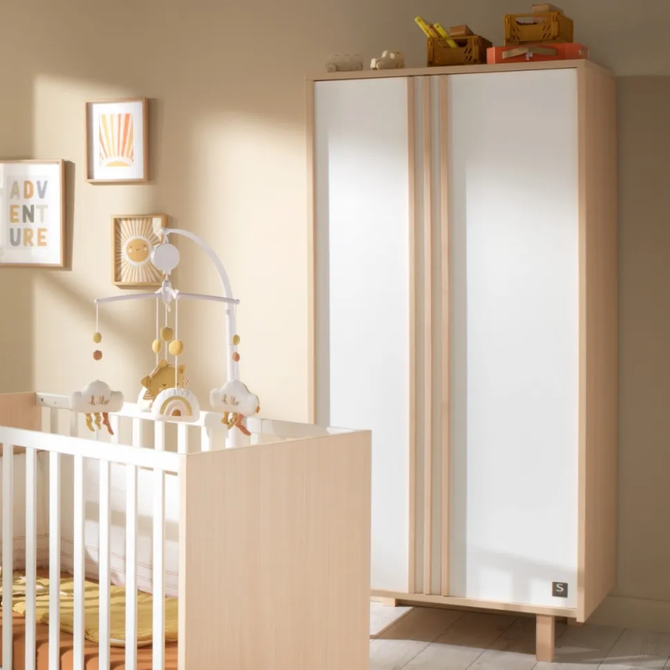 Chambre bébé trio lit 70x140cm + commode + armoire nature