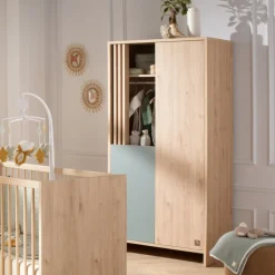 Chambre bébé trio lit 70x140cm + commode + armoire sauge tokyo