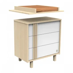 Chambre bébé trio lit 60x120cm (non transformable) + commode + armoire nature