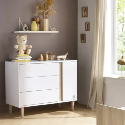Chambre bébé trio lit 60x120cm transformable + commode 3 tiroirs 1 porte + armoire paloma