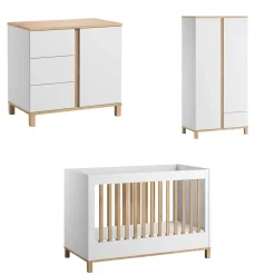 Chambre bébé trio lit 60x120 + commode + armoire blanc altitude