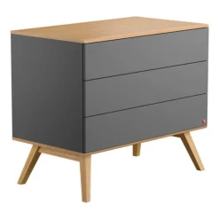 Chambre bébé trio lit 60x120 + commode + armoire gris nature