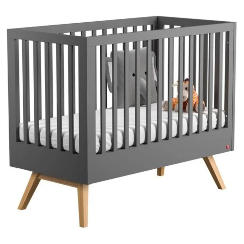 Chambre bébé trio lit 70x140 + commode + armoire gris nature