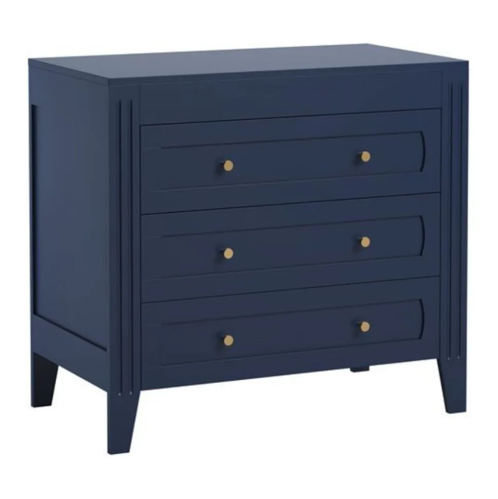 Chambre bébé trio lit 70x140 + commode + armoire indigo milenne