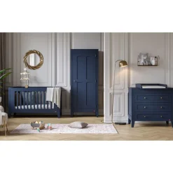Chambre bébé trio lit 70x140 + commode + armoire indigo milenne