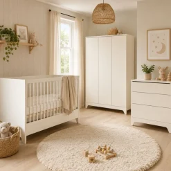 Chambre bébé trio tsugi lit 70 x 140 cm armoire xl + commode avec plan à langer butter