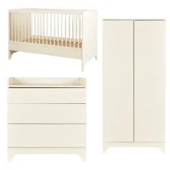 Chambre bébé trio tsugi lit 70 x 140 cm + armoire + commode avec plan à langer butter