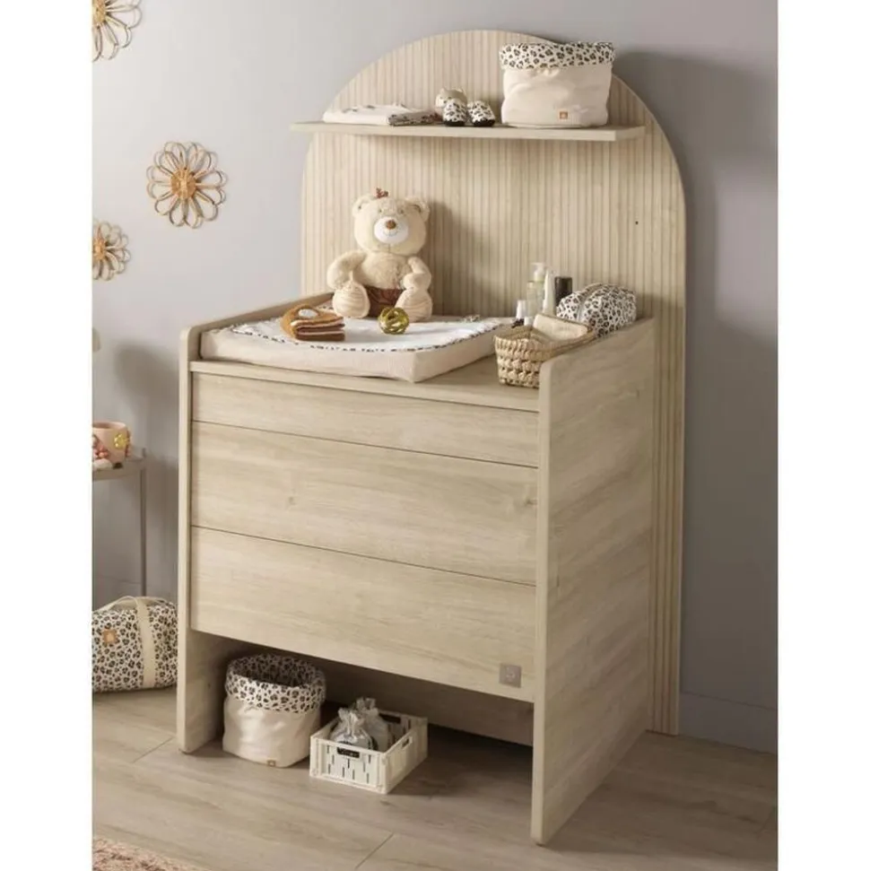 Chambre duo arche lit transformable + commode/bureau chêne