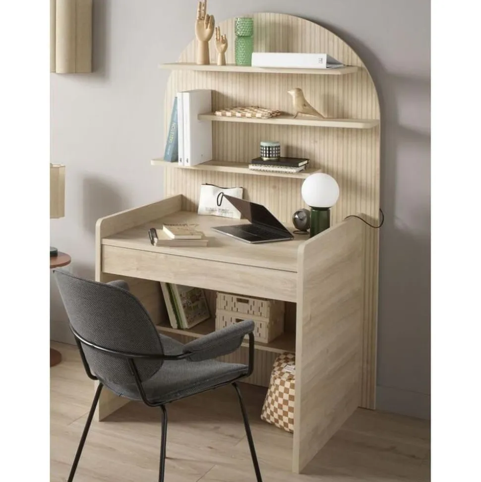 Chambre duo arche lit transformable + commode/bureau chêne