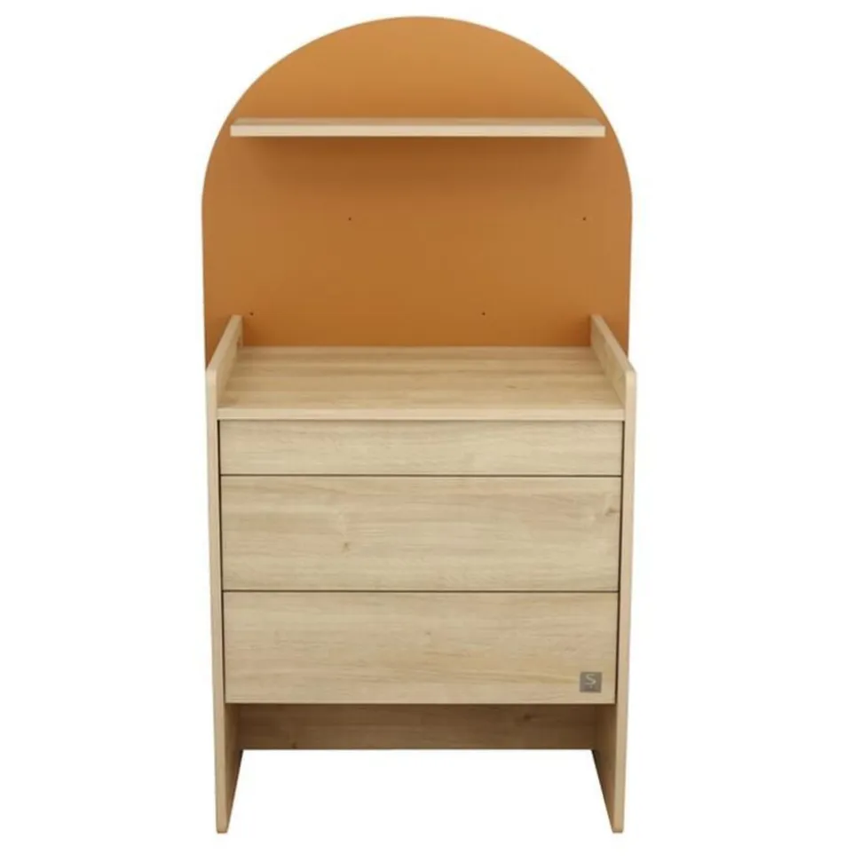 Chambre duo arche lit transformable + commode/bureau caramel