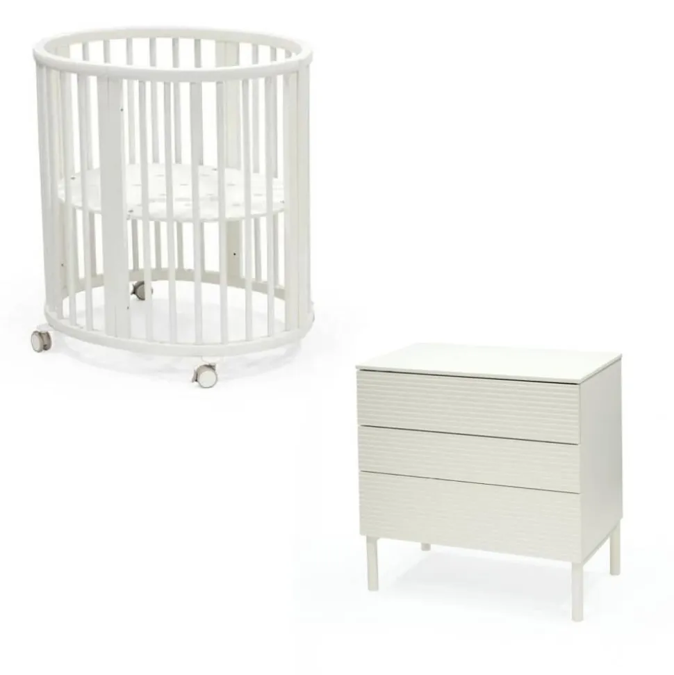 Chambre duo berceau sleepi blanc + commode sleepi blanc