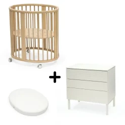 Chambre duo berceau sleepi + commode sleepi + matelas - natural