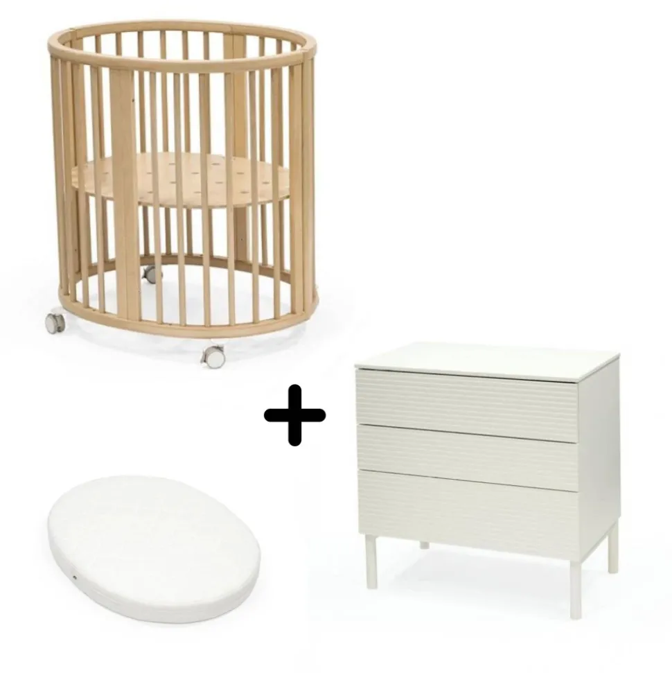 Chambre duo berceau sleepi + commode sleepi + matelas - natural