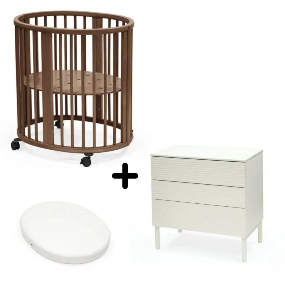 Chambre duo berceau sleepi + commode sleepi + matelas - warm brown