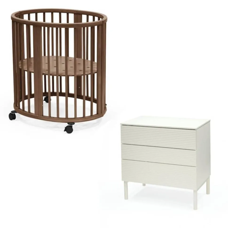 Chambre duo berceau sleepi warm brown + commode sleepi white