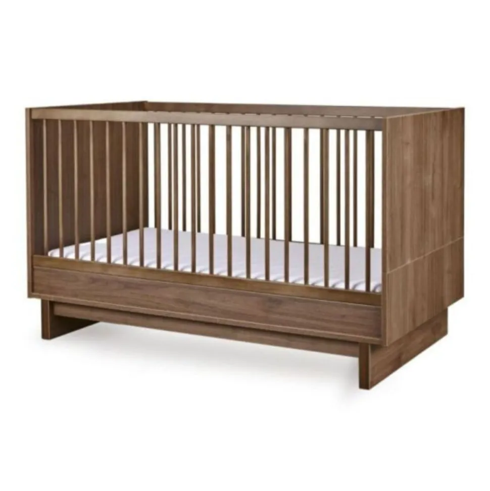Chambre duo kyo lit bébé évolutif 70 x 140 cm + commode avec plan à langer - walnut