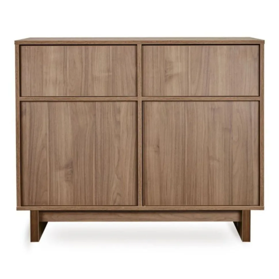 Chambre duo kyo lit bébé évolutif 70 x 140 cm + commode avec plan à langer - walnut
