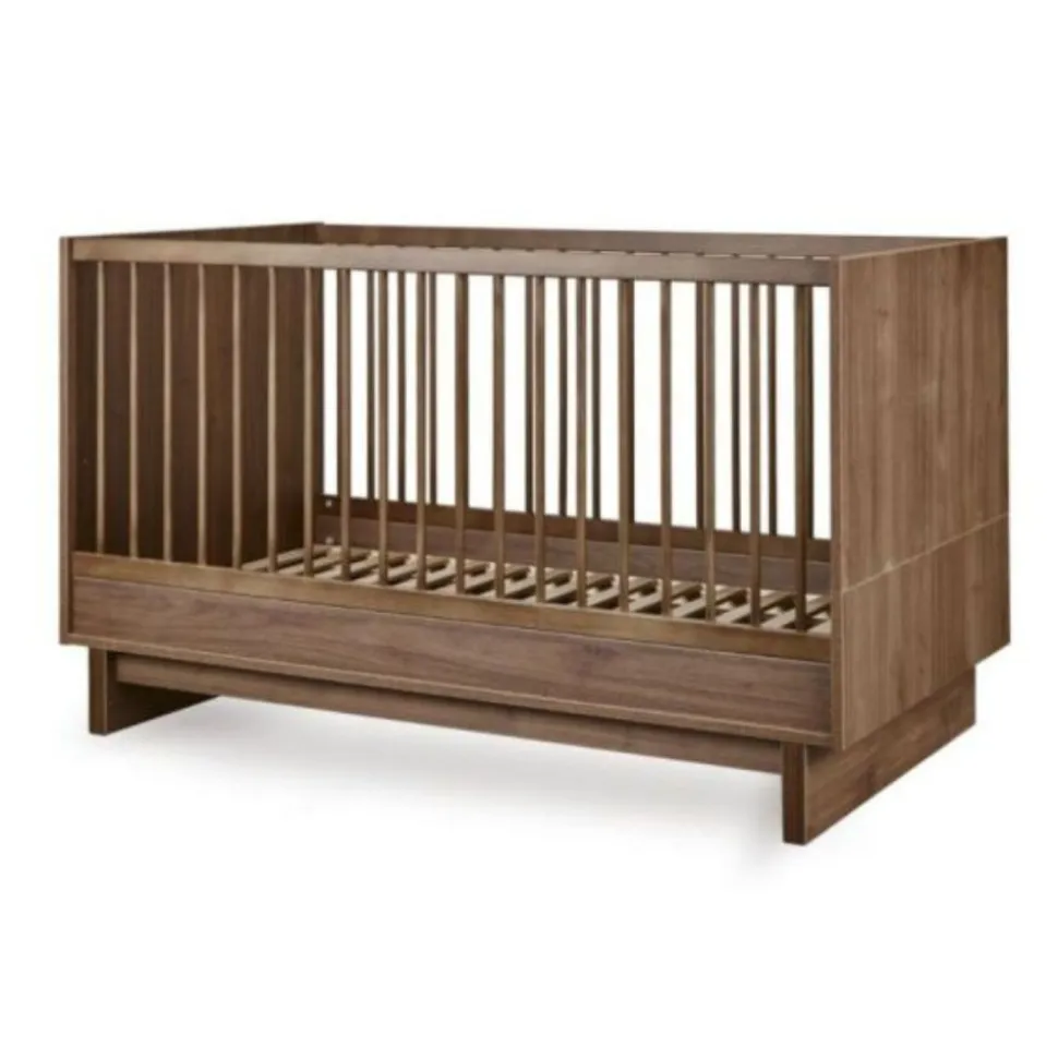 Chambre duo kyo lit bébé évolutif 70 x 140 cm + commode avec plan à langer - walnut