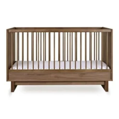 Chambre duo kyo lit bébé évolutif 70 x 140 cm + commode avec plan à langer - walnut