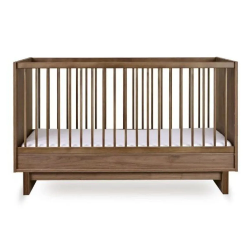 Chambre duo kyo lit bébé évolutif 70 x 140 cm + commode avec plan à langer - walnut