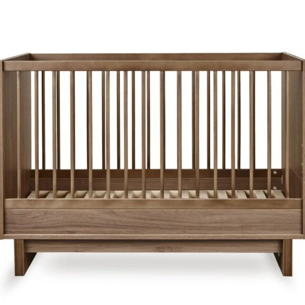 Chambre duo kyo lit bébé évolutif 70 x 120 cm + commode avec plan à langer - walnut