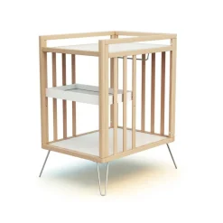 Chambre duo lit bébé only de jurababy hêtre et acier 60x120 + table a langer