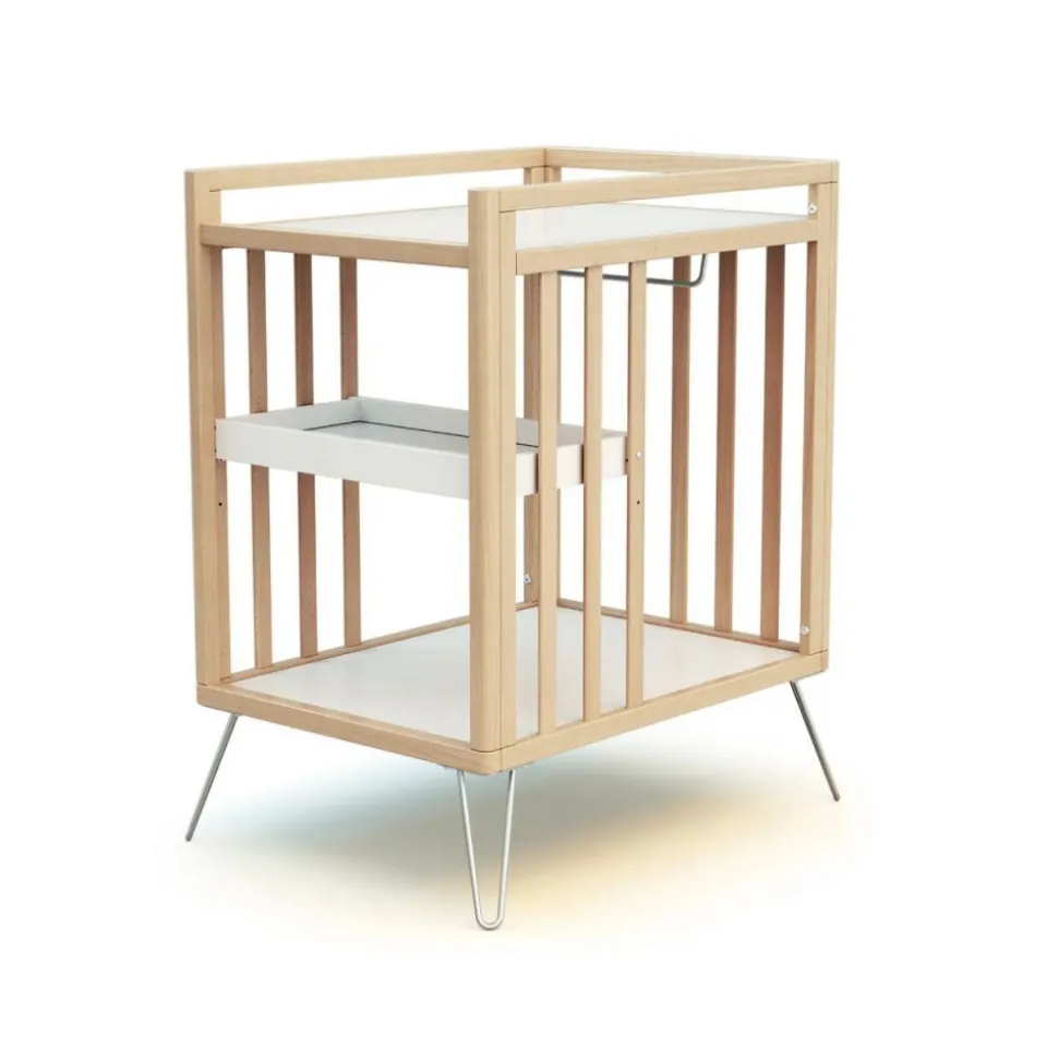 Chambre duo lit bébé only de jurababy hêtre et acier 60x120 + table a langer