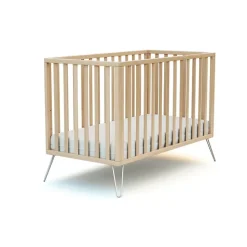 Chambre duo lit bébé only de jurababy hêtre et acier 60x120 + table a langer