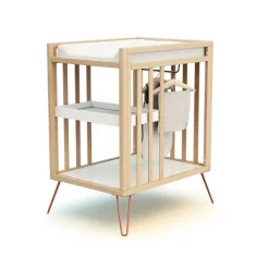 Chambre duo lit bébé only de jurababy 60x120 hêtre et terracotta + table a langer