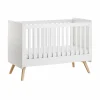 Chambre duo lit bébé évolutif 70 x 140 cm + commode 3 tiroirs vintage blanc