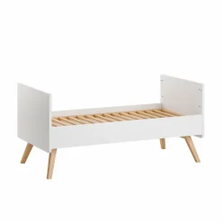 Chambre duo lit bébé évolutif 70 x 140 cm + commode 3 tiroirs vintage blanc