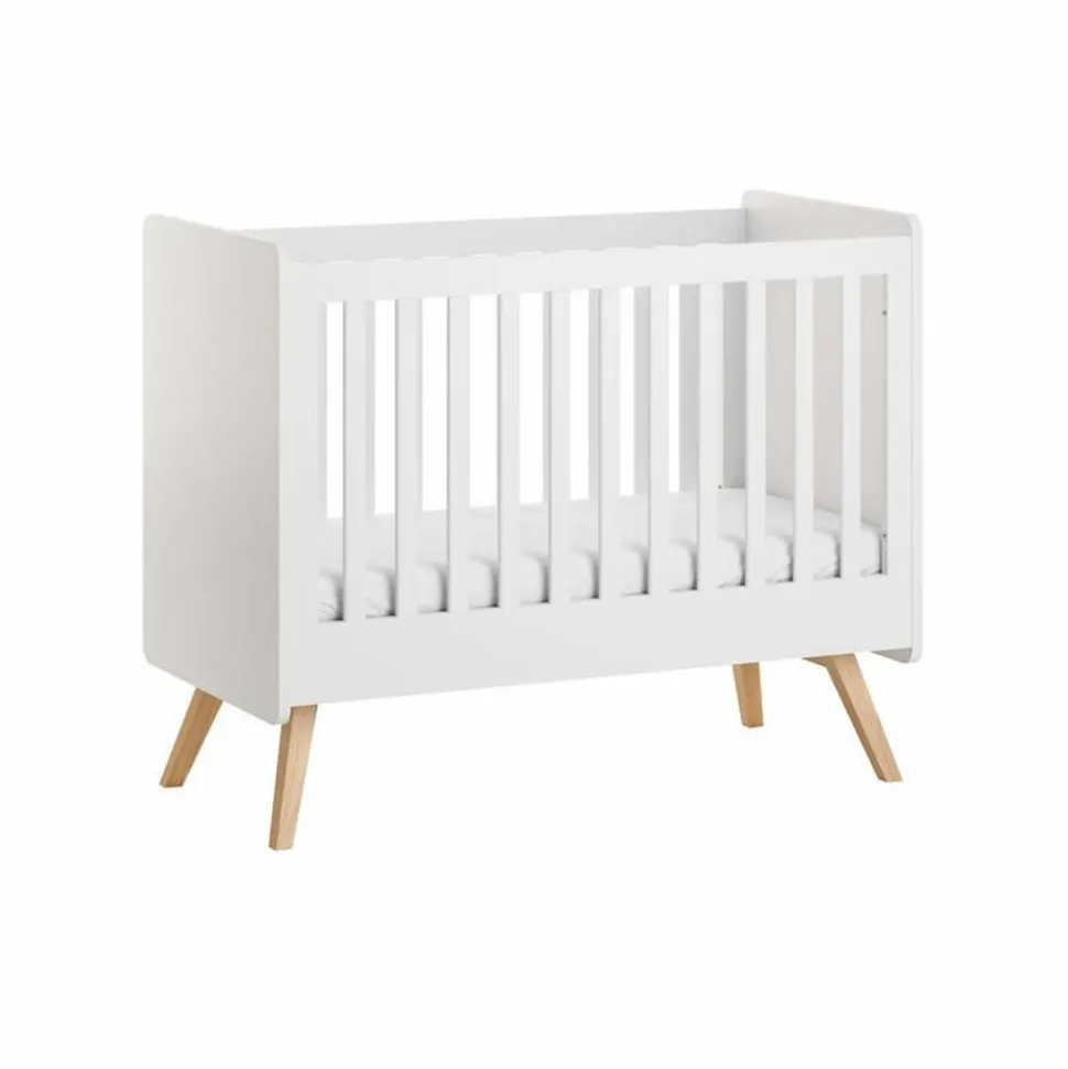 Chambre duo lit bébé 60 x 120 cm + armoire 2 portes vintage blanc