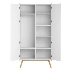 Chambre duo lit bébé 60 x 120 cm + armoire 2 portes vintage blanc