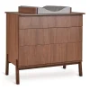 Chambre duo lit bébé 60x120 cm ashi chataignier+commode 3 tiroirs avec plan à langer