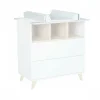 Chambre duo lit bébé 60x120 cm + commode avec plan à langer loft white