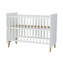 Chambre duo lit bébé 60x120 cm + commode avec plan à langer loft white