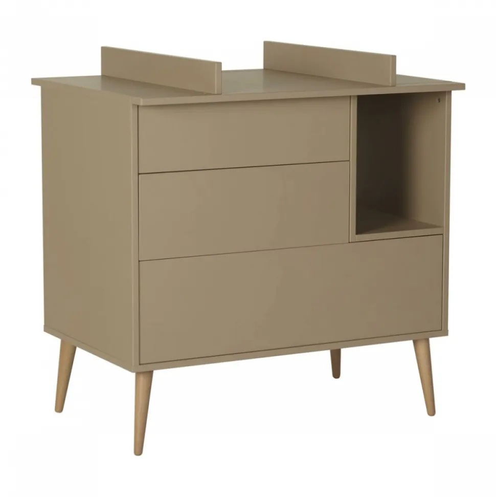 Chambre duo lit bébé 60x120 cm + commode avec plan à langer cocoon latte