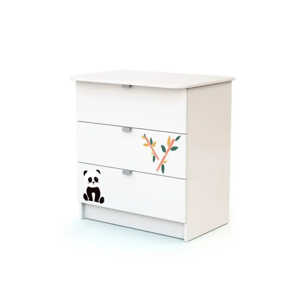 Chambre duo lit bébé 60x120 cm et commode à langer webaby panda