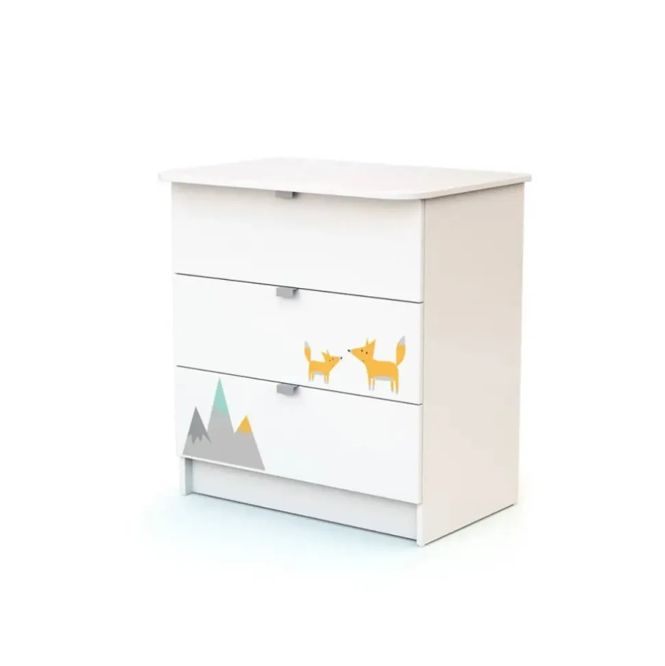 Chambre duo lit bébé 60x120 cm et commode à langer webaby renard gris