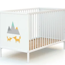 Chambre duo lit bébé 60x120 cm et meuble à langer webaby renard gris