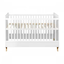 Chambre duo lit bébé 70x140 cm évolutif en lit enfant + commode avec plan à langer loft white