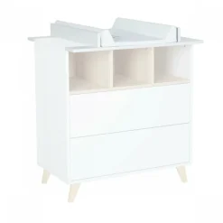 Chambre duo lit bébé 70x140 cm évolutif en lit enfant + commode avec plan à langer loft white