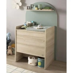 Chambre duo lit bebe 120x60 chambre duo arche lit transformable + commode/bureau saugeen 90x190 - coloris sauge arche+commode a langer evolutive en bu