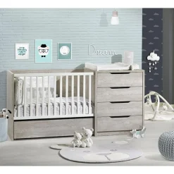 Chambre duo lit combiné évolutif + armoire loft bois