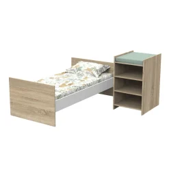 Chambre duo lit combiné évolutif et armoire chêne doré