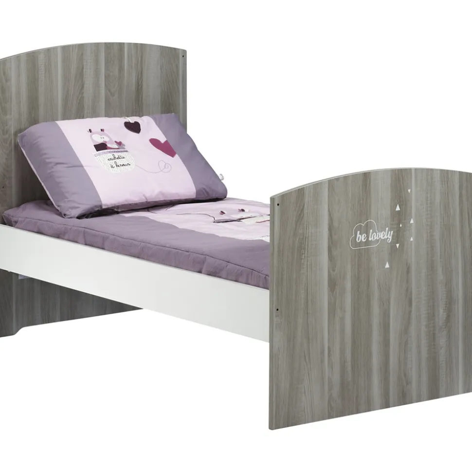 Chambre duo lit little big bed + commode smile chêne silex