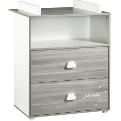 Chambre duo lit little big bed + commode smile chêne silex