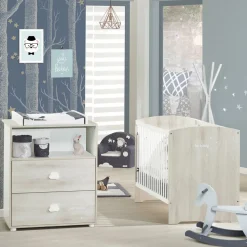 Chambre duo lit little big bed + commode smile hêtre cendré