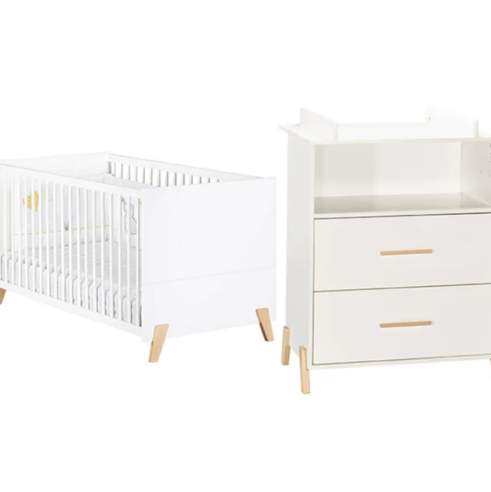 Chambre duo lit little big bed + commode joy naturel
