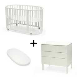 Chambre duo lit sleepi + commode sleepi + matelas - white